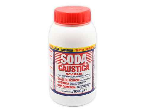 SODA CAUSTICA IN SCAGLIE BARATTOLO 1 KG. (cartone 12 PZ)