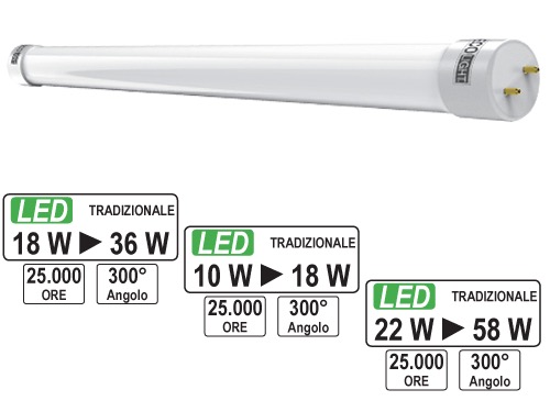 LAMPADINE ECOLIGHT LED T8 TUBO 10W N.