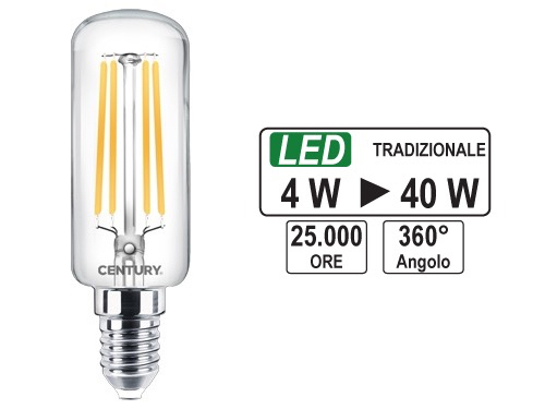 LAMPADINE CENTURY LED FIL. E14 CAPPA 4W