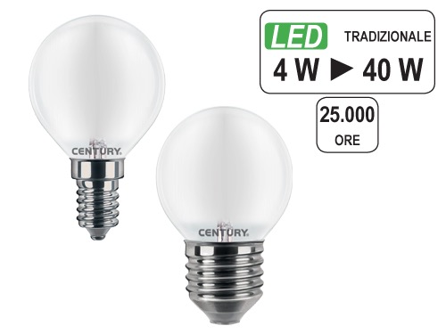 LAMPADINE CENTURY LED SATEN E14 M/G4W F. (cartone 10 PZ)