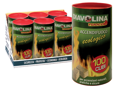 DIAVOLINA ACCENDIF.ECOLOGICA 100 CUBI (cartone 6 PZ)