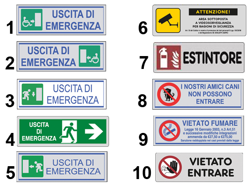 ETICHETTE USCITA DI EMERGENZA      A3894 (cartone 10 PZ)