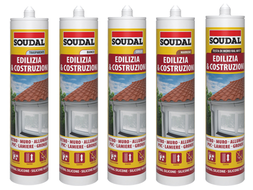 SILICONI SOUDAL EDILIZIA GRI.  300 ML (cartone 12 PZ)