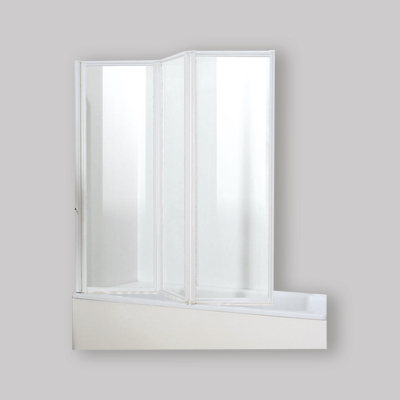 PARETE VASCA 'GIGLIO' CRISTALLO 3MM PROFILO BIANCO 2 ante 91 H 140 Ch. 1 lato