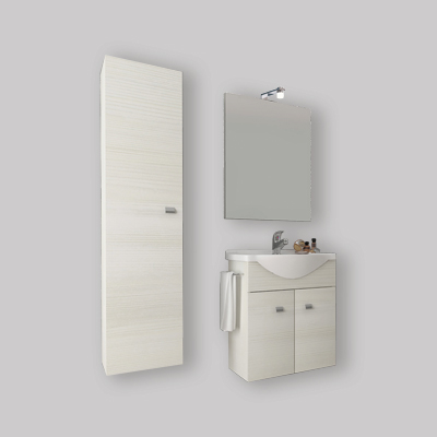 MOBILE DA BAGNO ZAFFIRO ROVERE BIANCO Specchiera cm 55