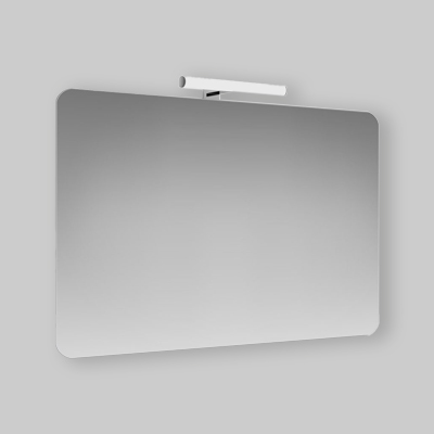 SPECCHIO FILO LUCIDO AD ANGOLI STONDATI CON LAMPADA LED 90 x 60 cm