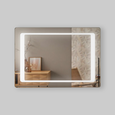 SPECCHIO FILO LUCIDO CON FASCIA INTERNA SATINATA RETROILLUMINATA 100 x 70 cm