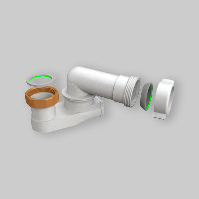 SIFONE RIBASSATO ORIENTABILE PER COLONNE VASCA BIANCO 1"1/2 - Ø40