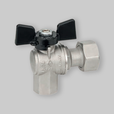 VALVOLA A SQUADRO FF CON DADO GIREVOLE FARFALLA IN ALLUMINIO BUGATTI 1/2"x3/4" DN 15