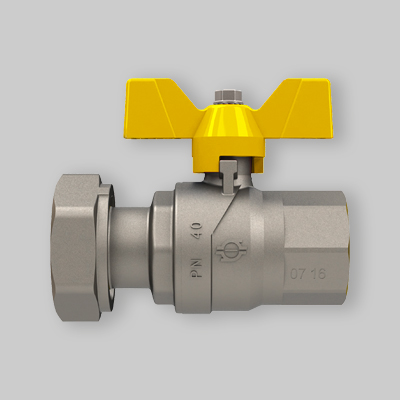 VALVOLA A SFERA GAS F/F CON DADO GIREVOLE E FARFALLA ALLUMINIO FIV 1" x 1"1/4 PN 30