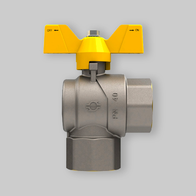 VALVOLA A SFERA GAS AD ANGOLO FARFALLA ALLUMINIO FIV 1" M/F
