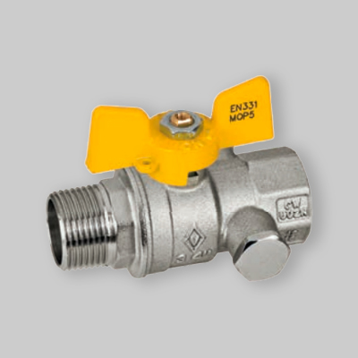 VALVOLA A SFERA GAS M/F CON PRESA DI PRESSIONE FARFALLA ALLUMINIO BUGATTI 3/4" DN 20