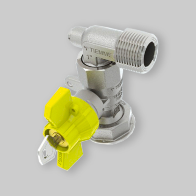 VALVOLA A SFERA GAS POST- CONT. AD ANGOLO CON CHIAVE COLLEG. DIRETTO AL CONTATORE TM 1" M x 1"1/4