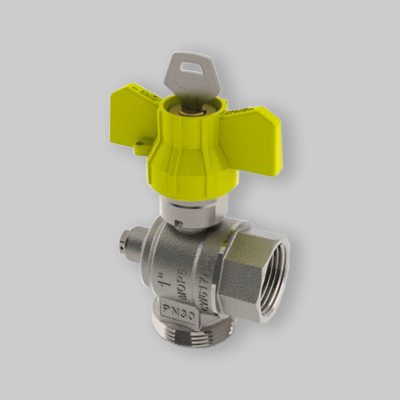 VALVOLA GAS AD ANGOLO POST- CONTATORE CON PRESA E SICUREZZA TIEMME 3/4" F x 1"1/4 M