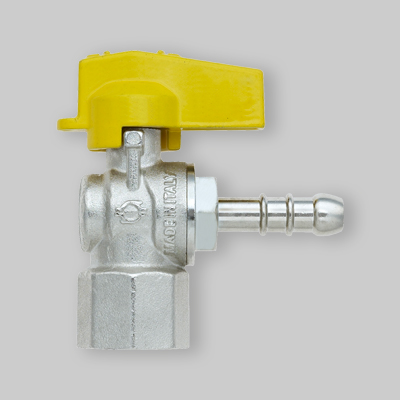 RUBINETTO GAS A SFERA A SQUADRA FEMMINA - PORTA GOMMA FIV 1/2" x Ø 9mm  Gpl