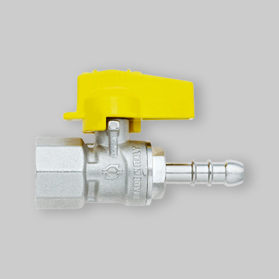 RUBINETTO GAS A SFERA DIRITTO FEMMINA - PORTA GOMMA FIV 1/2" x Ø 14mm Metano