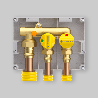 COLLETTORE GAS MULTI-INTERCETTAZIONE DUE VIE K 2.2 TECO 1" x 3/4"