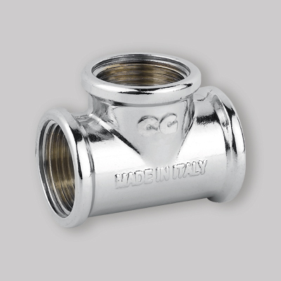 RACCORDO A TEE OTTONE CROMATO 1/4"