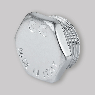 TAPPO MASCHIO ESAGONALE OTTONE CROMATO 1/4"