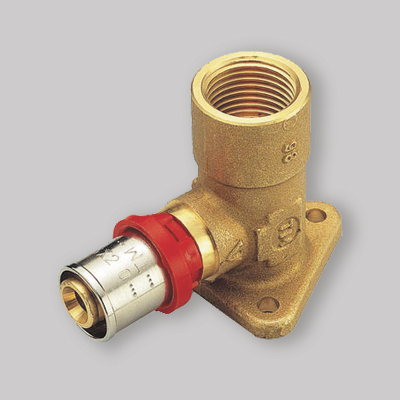 GOMITO FEMMINA CON FLANGIA A PRESSARE TIEMME 20x1/2" H - 40 mm