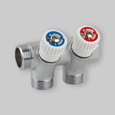 COLLETTORE INCLINATO CON RUBINETTI DI ARRESTO 3/4"x1/2" (16) 2 Vie MF