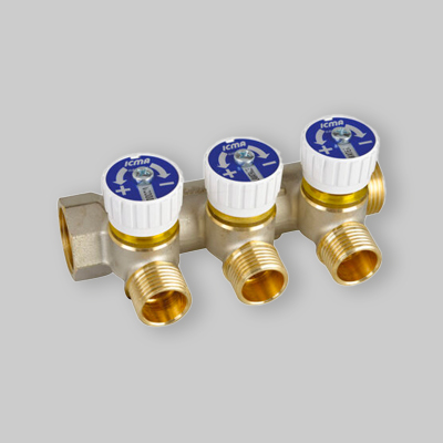 COLLETTORE LINEARE CON RUBINETTI ICMA MOD.228 1" 1"xM24x1,5 -2 vie