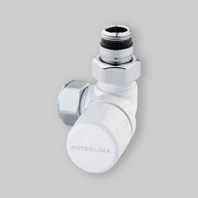 VALVOLA D'ARREDO AD ANGOLO TERMOSTATICA DX BIANCA ARTECLIMA 1/2" x 24 - 19