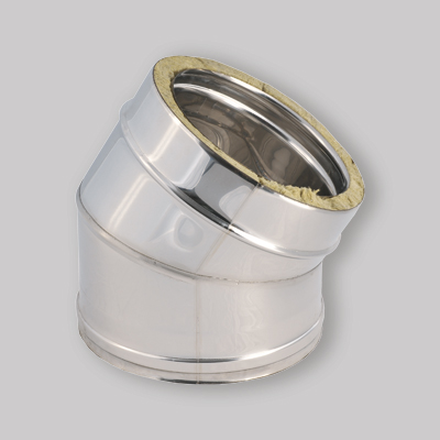 CURVA A 45° INOX DOPPIA PARETE 150-200