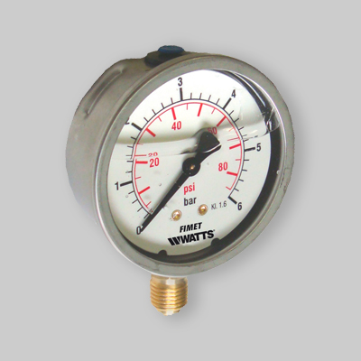 MANOMETRO Ø 63 A BAGNO DI GLICERINA LATERALE 0 - 25 bar/psi G 1/4"