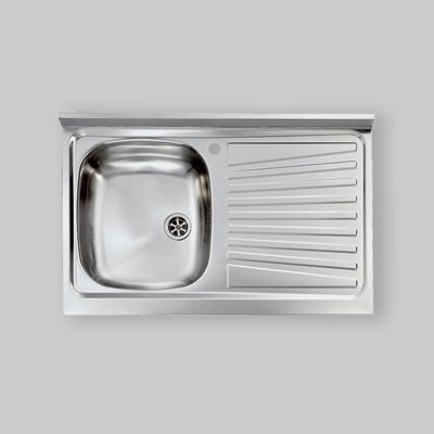 LAVELLO INOX 1 VASCA DA APPOGGIO "MONDIAL" 80 x 50 Dx