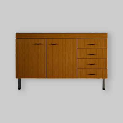 MOBILE SOTTOLAVELLO TEAK CON 4 CASSETTI PER LAVELLO INOX 120 x 50 Dx