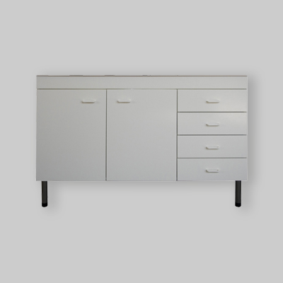 MOBILE SOTTOLAVELLO BIANCO CON 4 CASSETTI PER LAVELLO INOX 120 x 50 Sx