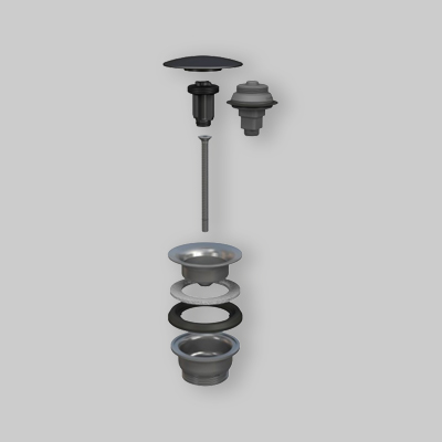 PILETTA A SCATTO PER LAVABO E BIDET IN ACCIAIO INOX "MANITAPI" NERO tappo Ø 63 in ceramica nera
