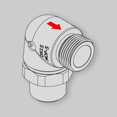 RACCORDO FIREBAG 90° M/M AD ATTIVAZIONE TERMICA PER IMPIANTI GAS TECO DN 15