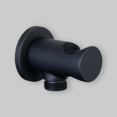 PRESA ACQUA TONDA CON SUPPORTO NERO 1/2" - 1/2"