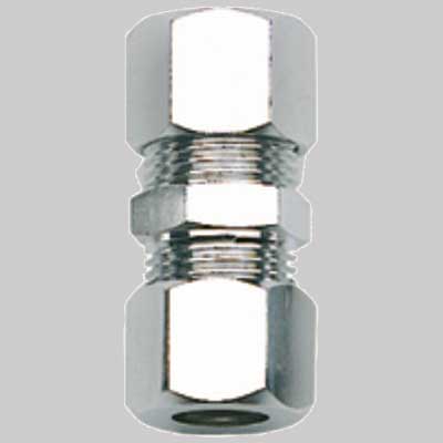 RACCORDO DOPPIO  OTTONE CROMATO 3/8 - 10x3/8 - 10