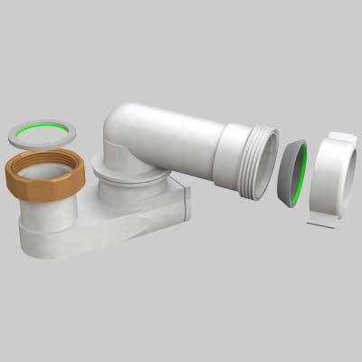 SIFONE RIBASSATO ORIENTABILE PER COLONNA VASCA 1"1/2 x 40