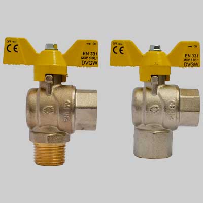 VALVOLA SFERA AD ANGOLO FARFALLA ALLUMINIO 3/4 M/F