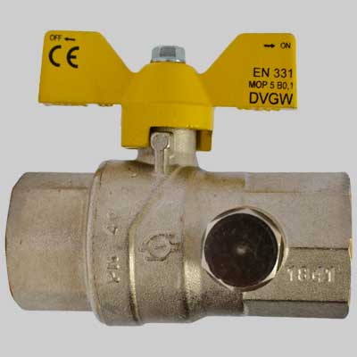 VALVOLA SFERA GAS F/F CON DUE PRESE PRESSIONE FARFALLA ALLUMINIO 1"