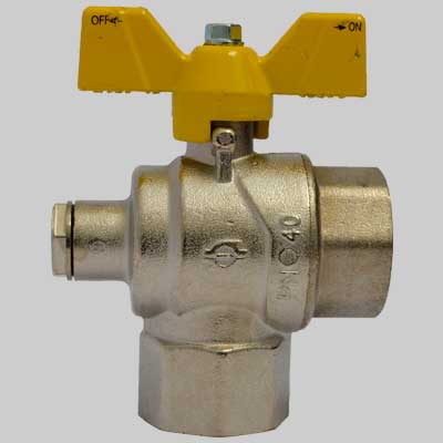 VALVOLA A SFERA SQUADRA CON PRESA PRESSIONE 3/4 F x 3/4 F
