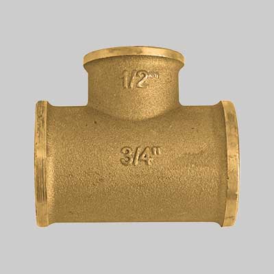 RACCORDO A TEE RIDOTTO AL CENTRO OTTONE GIALLO 1/2 x 3/8 x 1/2