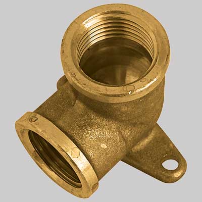 GOMITO CON FLANGIA F/F OTTONE GIALLO 1/2 x 1/2