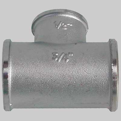 RACCORDO A TEE DIRITTO RIDOTTO OTTONE NICHELATO 1" x 3/4 x 1"
