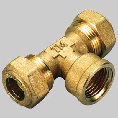 RACCORDO A TEE FEMMINA CON O-RING GIALLO 22 x 3/4