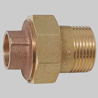 BOCCHETTONE BRONZO A 3 PEZZI DIRITTO FILETTATO MASCHIO A SALDARE FEMMINA 22 x 1"