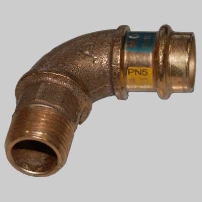 RACCORDO BRONZO GOMITO MASCHIO A PRESSARE 18 x 3/4