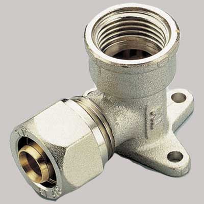 RACCORDO A COMPRESSIONE CURVO FEMMINA CON FLANGIA TIEMME 16 x 1/2