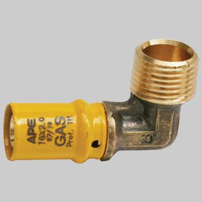 RACCORDO A PRESSARE CURVO MASCHIO PER GAS 16 x 1/2