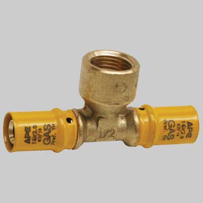 RACCORDO A PRESSARE A TEE FEMMINA PER GAS 16 x 1/2 x 16