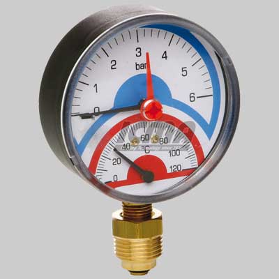 TERMOMANOMETRO RADIALE ATTACCO LATERALE 1/2 0÷4 Atm 0÷120°c